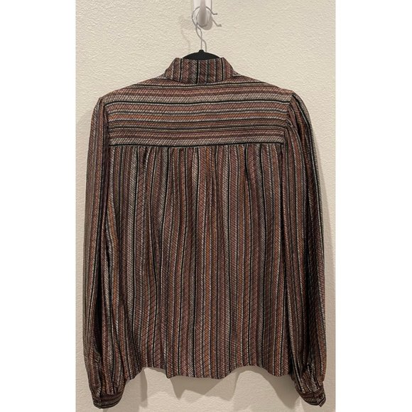 BETTY HANSON 80's Multicolor Striped Silk Blouse - Picture 5 of 5